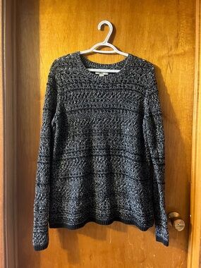 Woman’s Bass Black Marled Knit Sweater Large